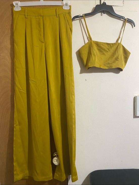 House of Harlow 1960 Pants - House of Harlow 1960 Mustard Yellow Wide-Leg Pants & Cropped Cami Open to Offers